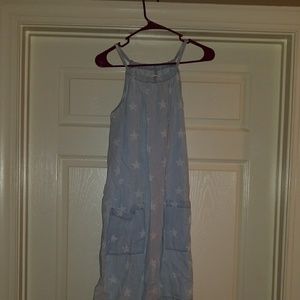 Denim dress with white stars